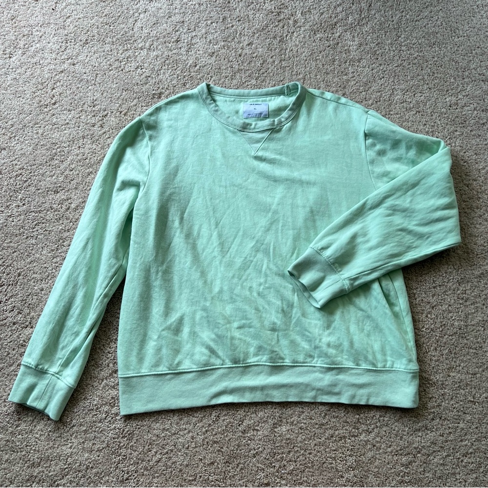 Old Navy | Light Green Pullover Crewneck Long Sleeve Fleece Lined Sweatshirt